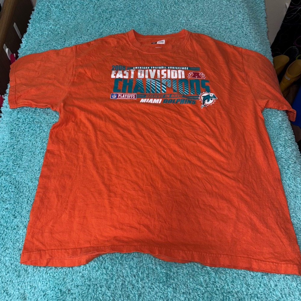 Miami‎ Dolphins T Shirt NFL 2008 East Division Champions Orange Mens XL